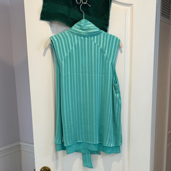NWT Forever 21 Aqua Striped Sleeveless Blouse - Picture 5 of 6
